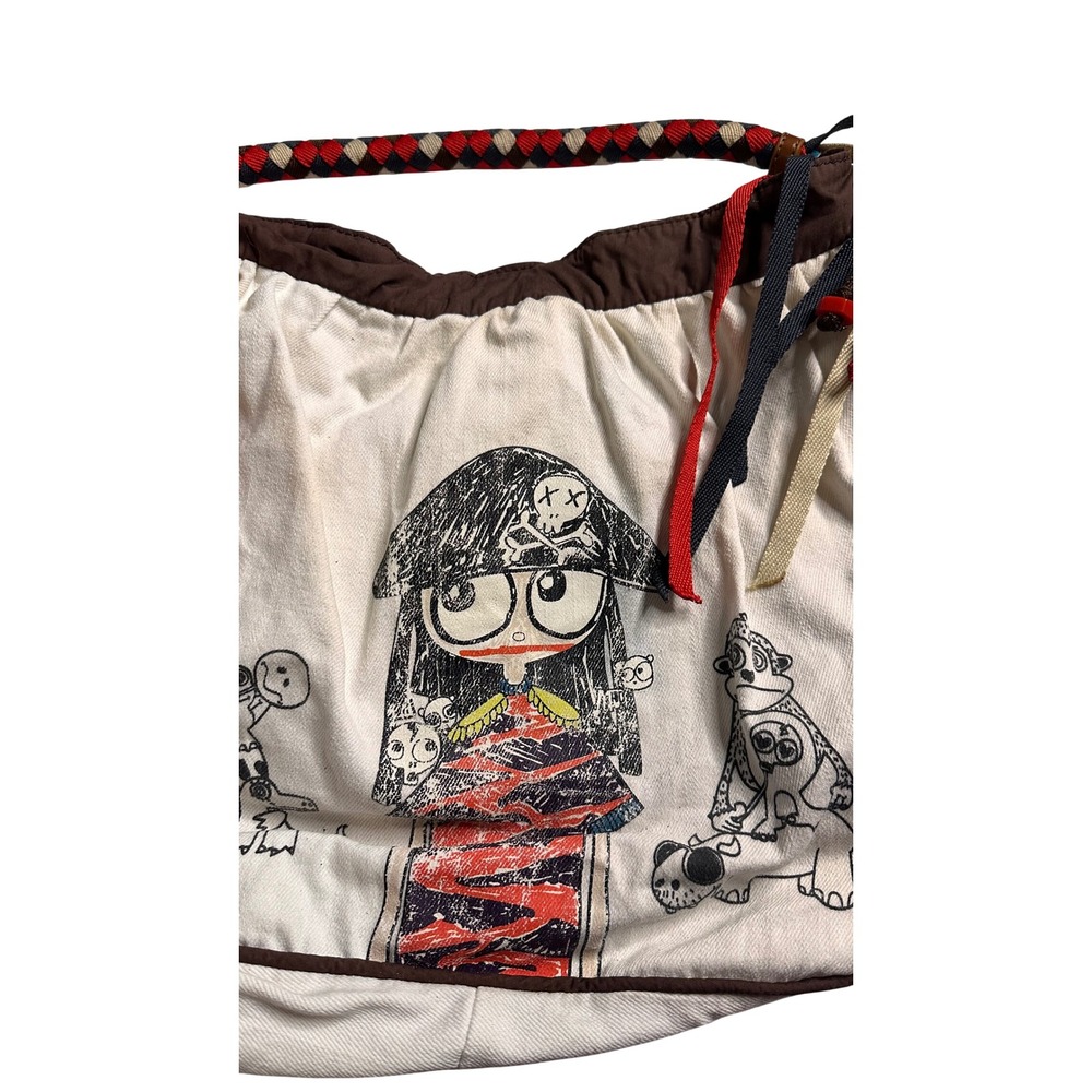 FLAWED MARC BY MARC JACOBS Pirate Girl Graphic Canvas Hobo Bag Tote Braided - Picture 2 of 7